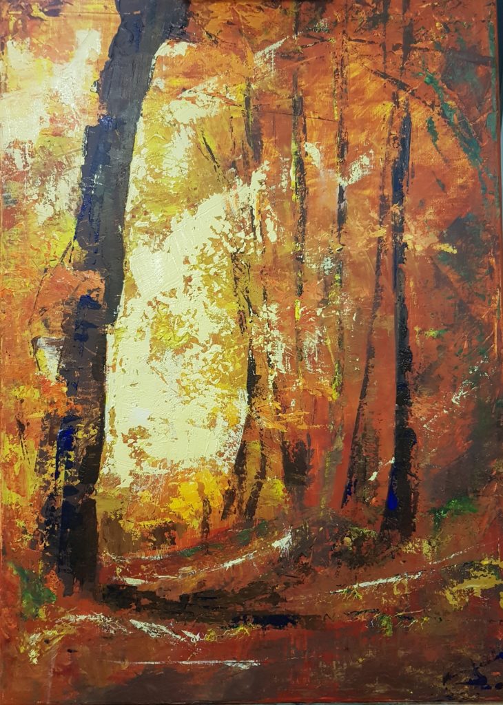  acrylique, foret automne couteau lbh