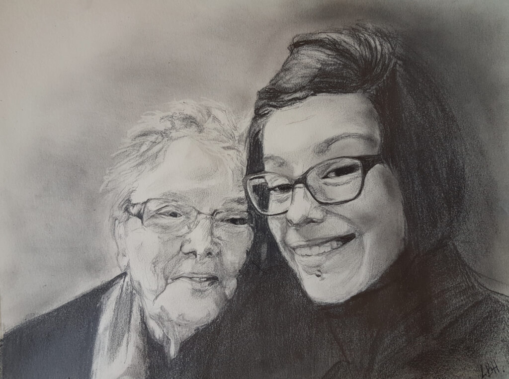 portrait intergénérationnel- portrait aux crayons graphites