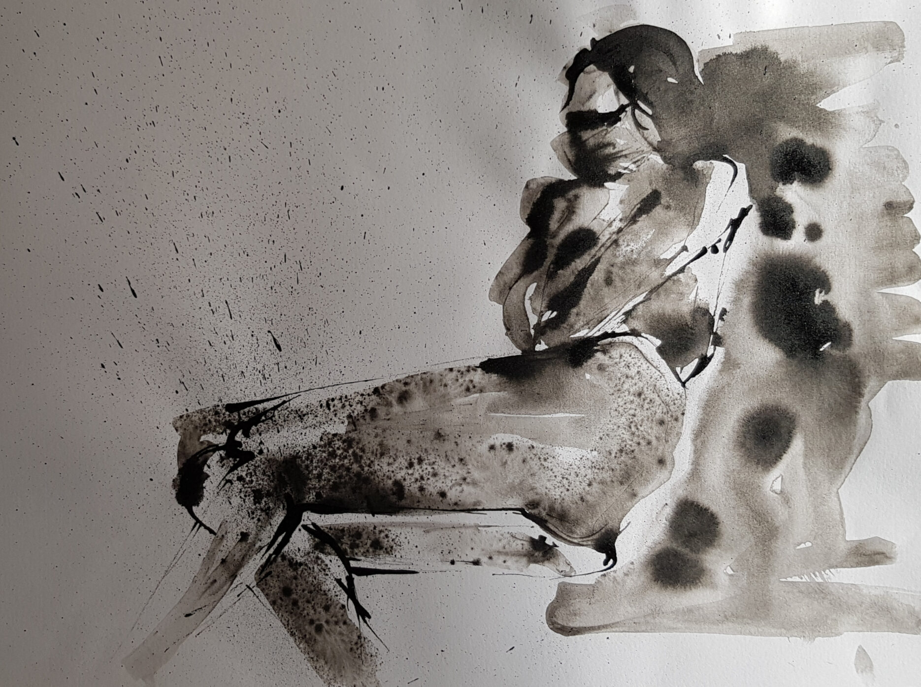 modèle vivant encre projeté et plume