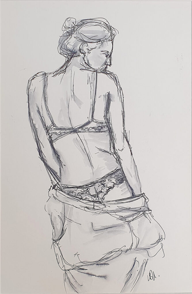 L'invitation silencieuse d'une femme de dos en lingerie