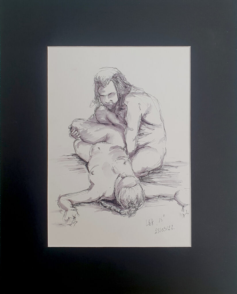 moment de partage entre homme et femme inconnus Modèle vivant