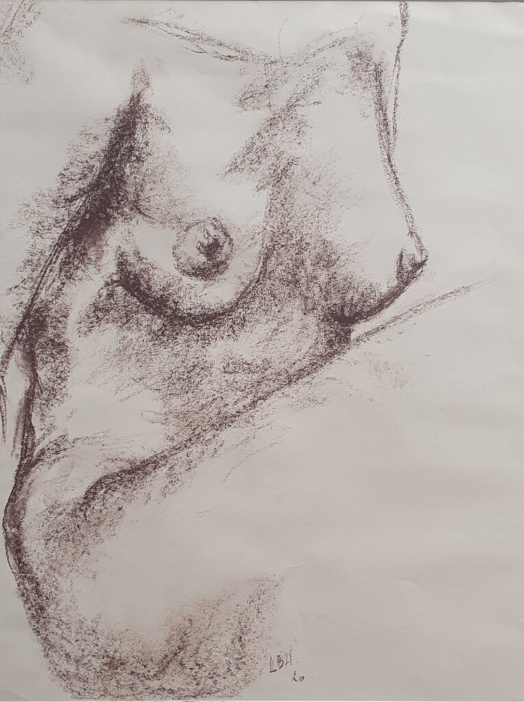 corps de femme, présence dévoilée, esquissée au bistre