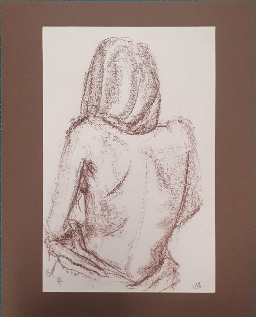 dos au bistre de jeune femme avec passe partout