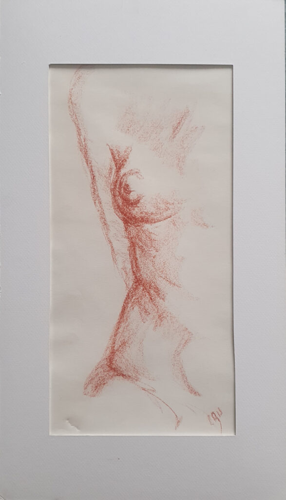 fragment d'un corps de femme esquissé à la sanguine XVIIIe s